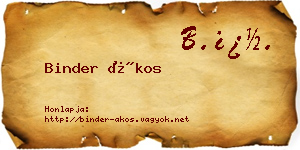 Binder Ákos névjegykártya